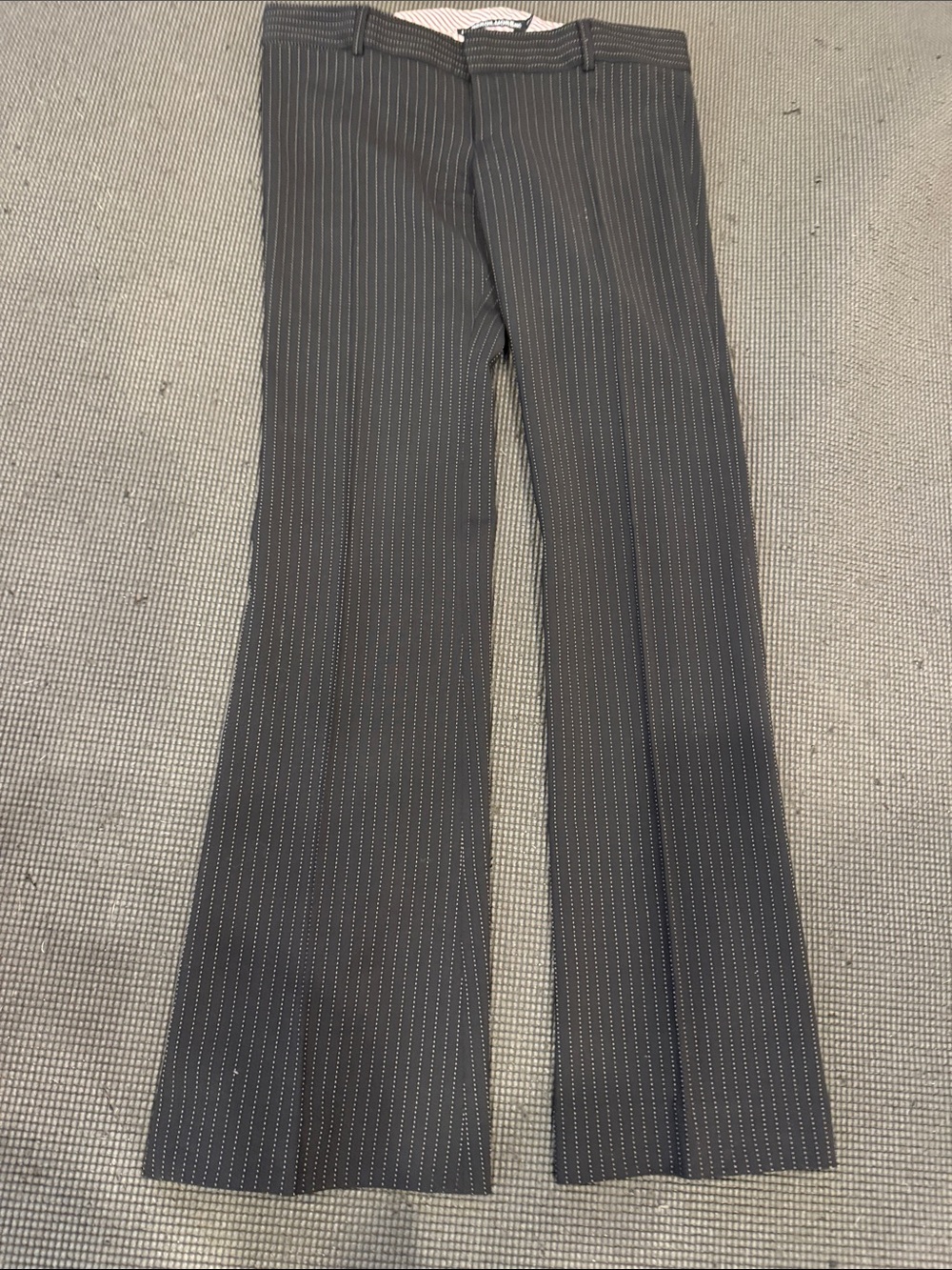 Women’s Pinstripe Dress Pants - Black with White Pinstripes